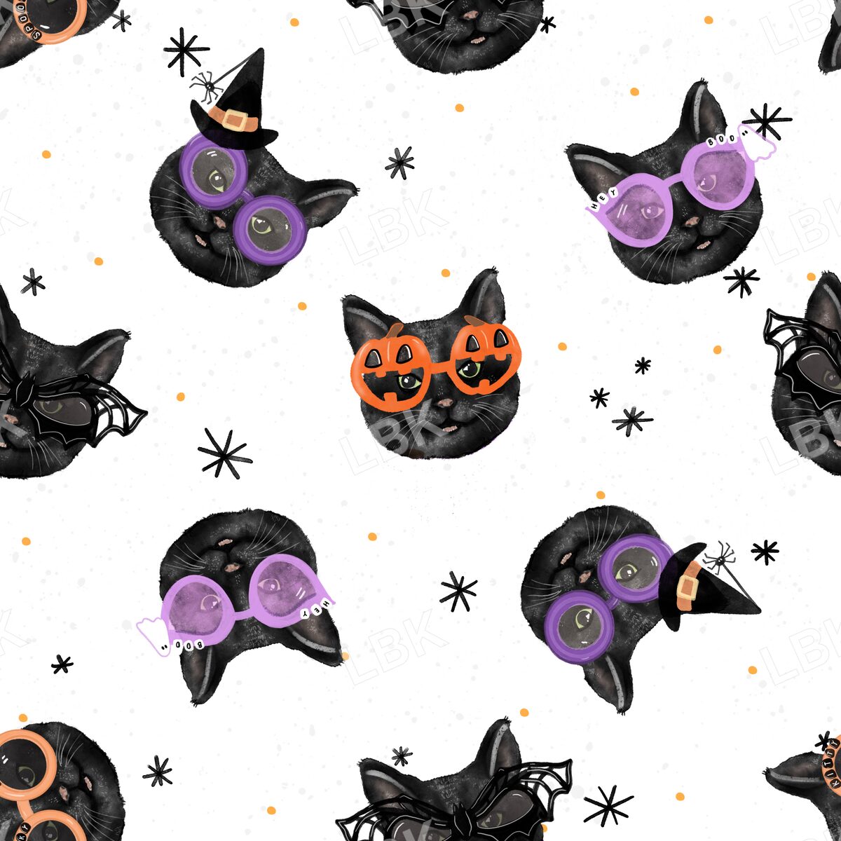 Meowlloween cats tossed white