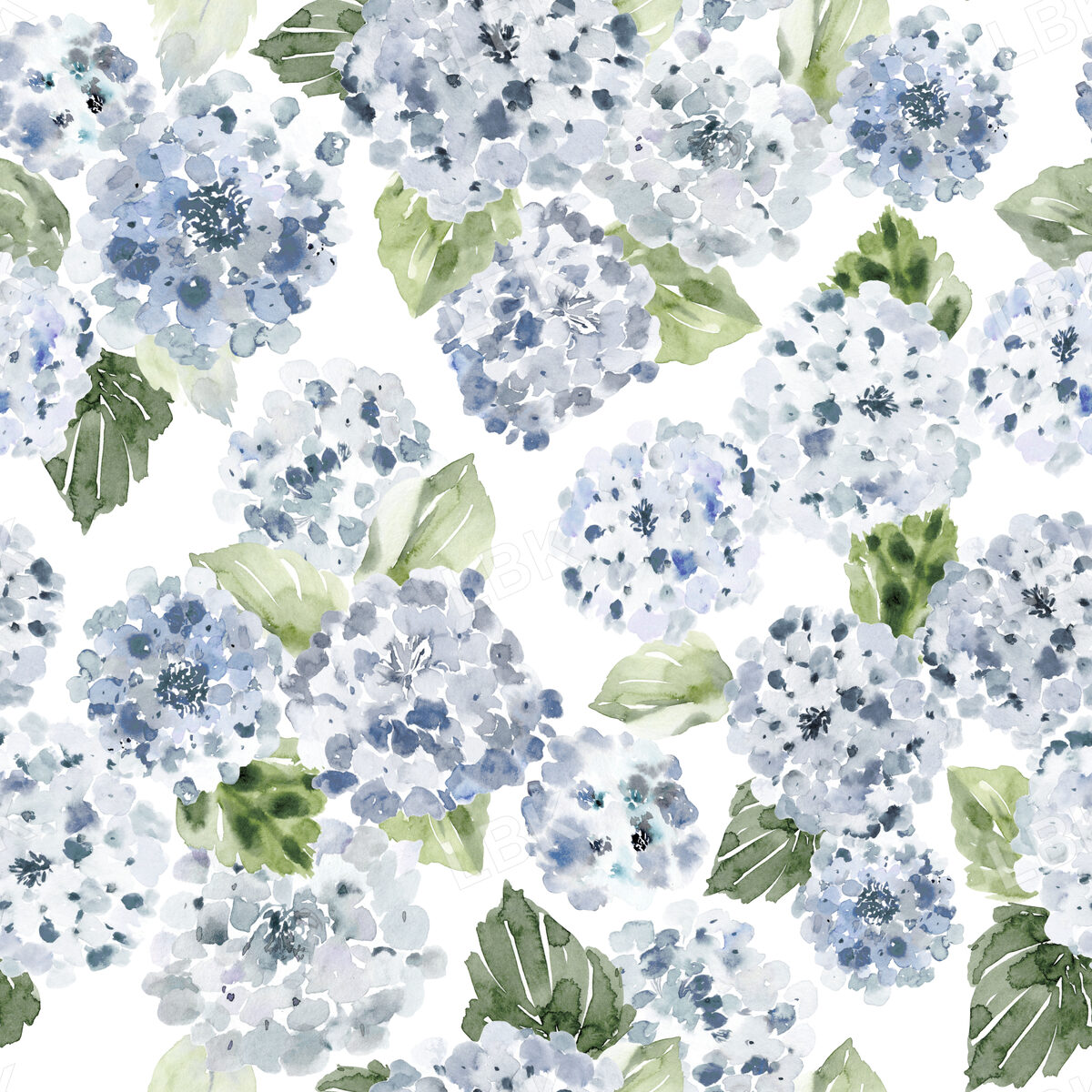 Dusty Blue Watercolor Hydrangea Floral
