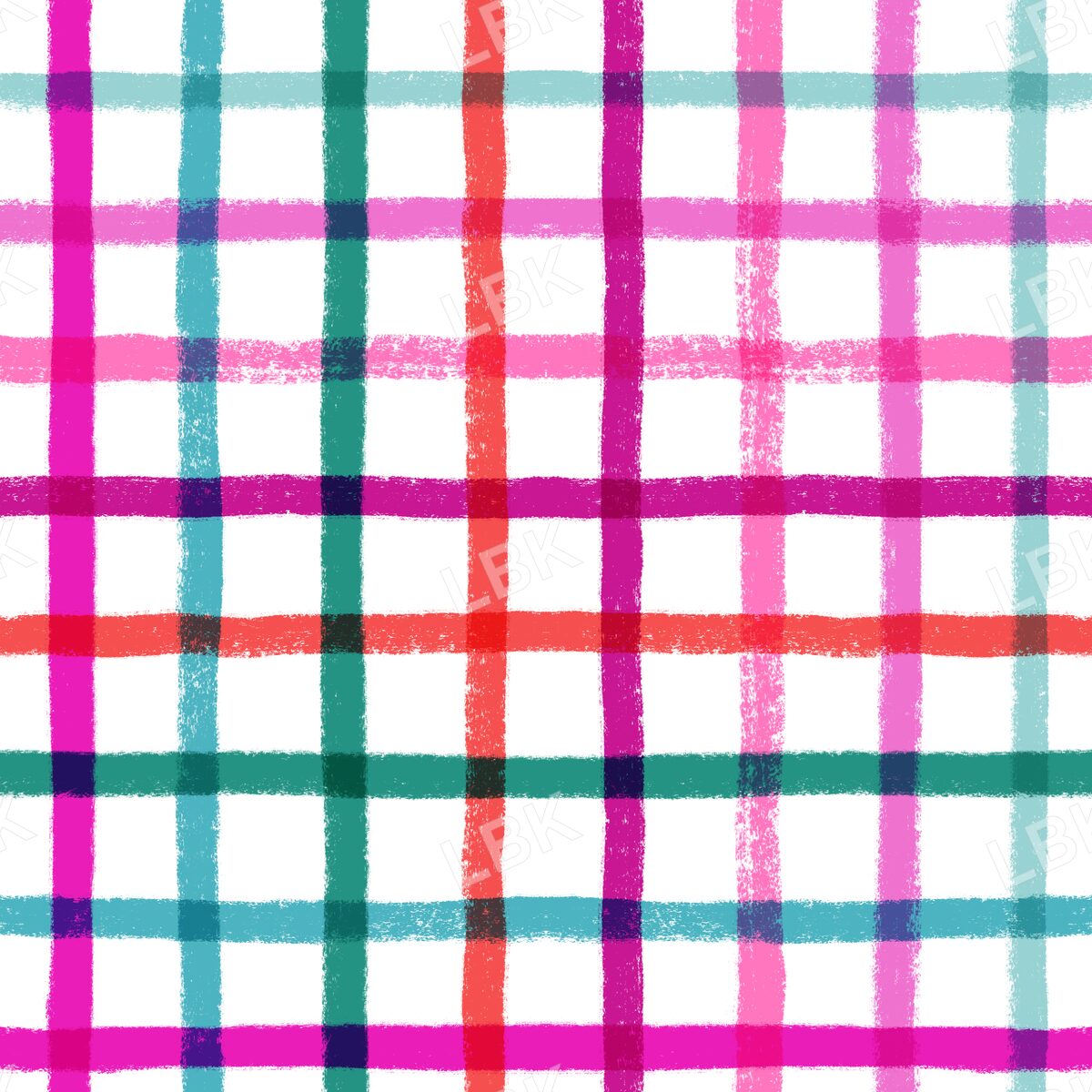 Summer multicolored gouache plaid white
