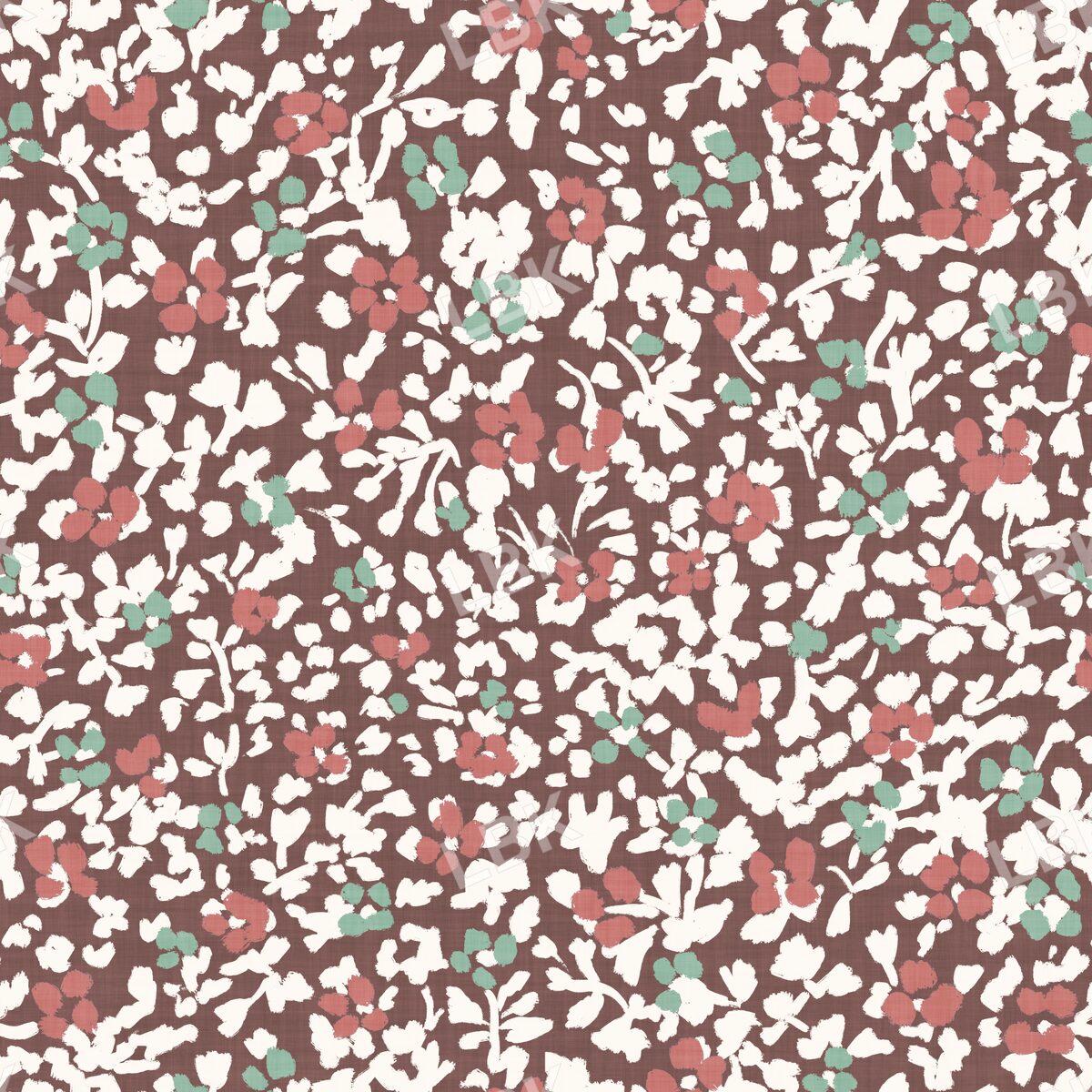 Laced Posies - walnut textured - terra cotta and sage