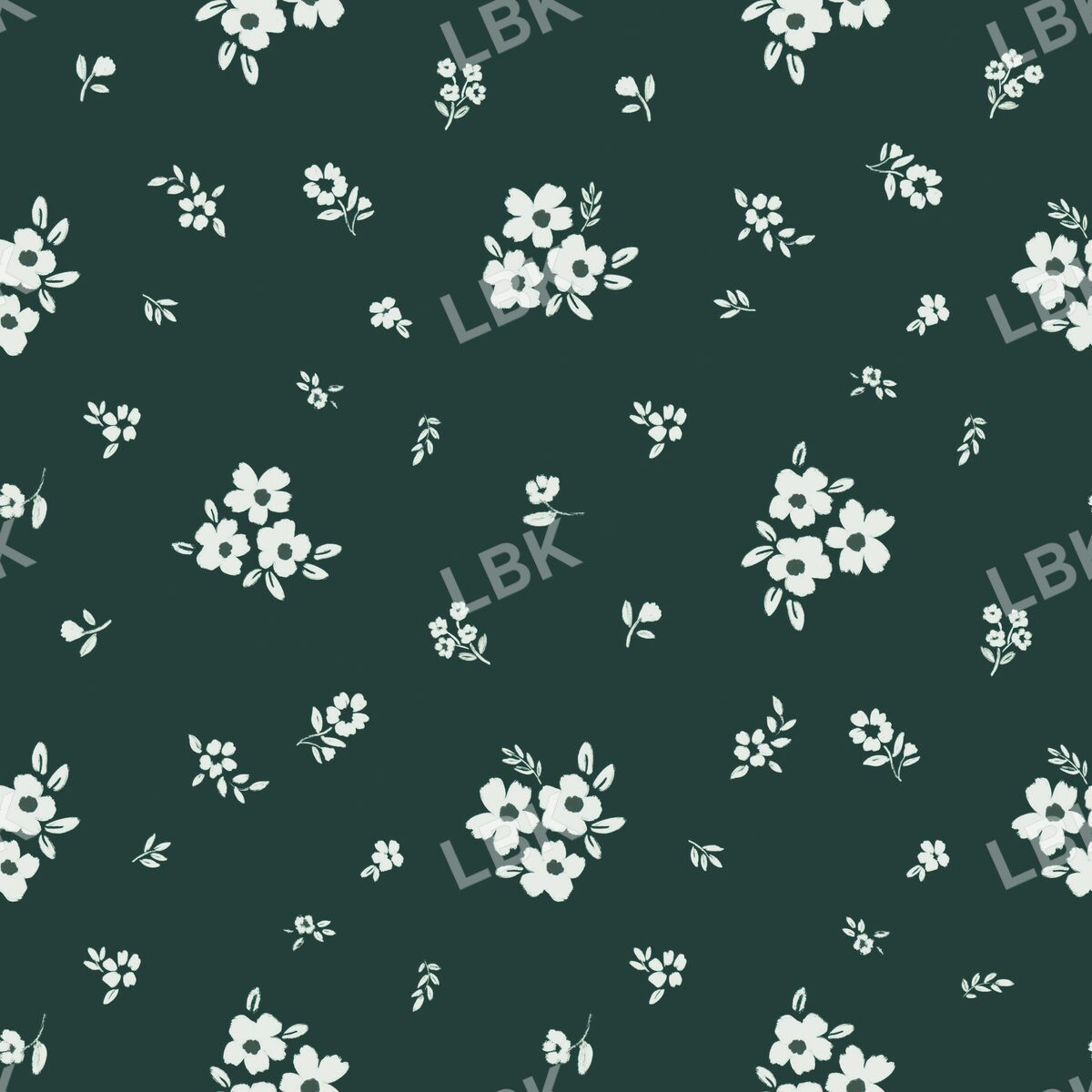 Scattered posies dark green