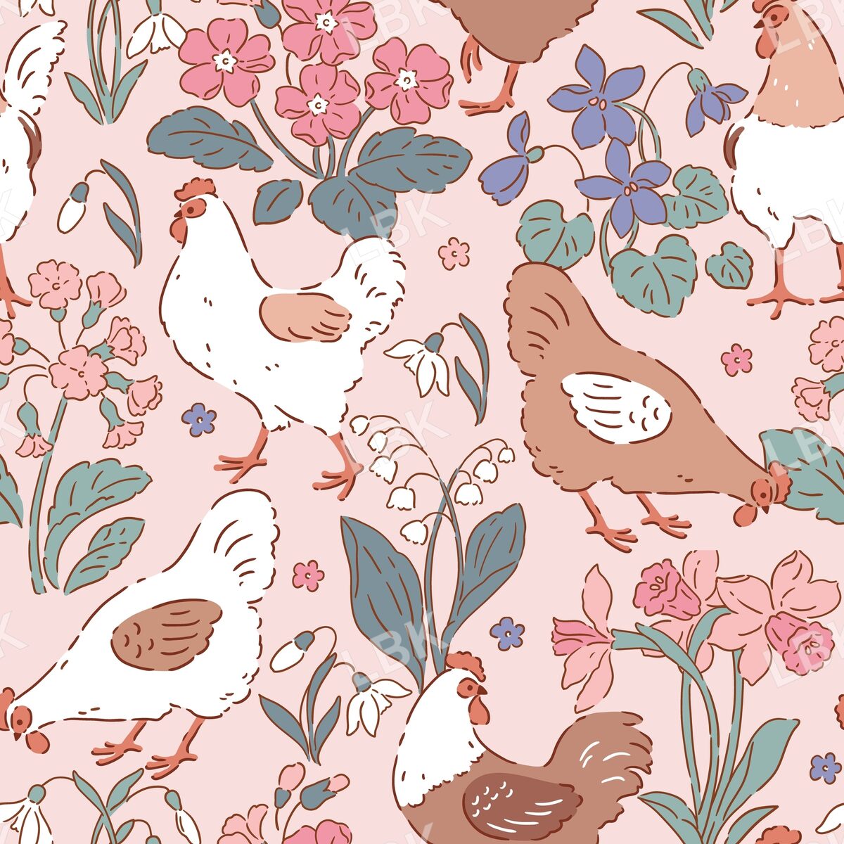 Floral Chickens