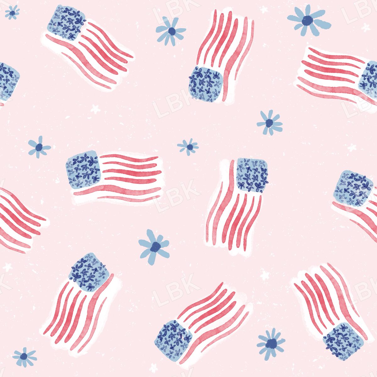 Tossed floral flag pink