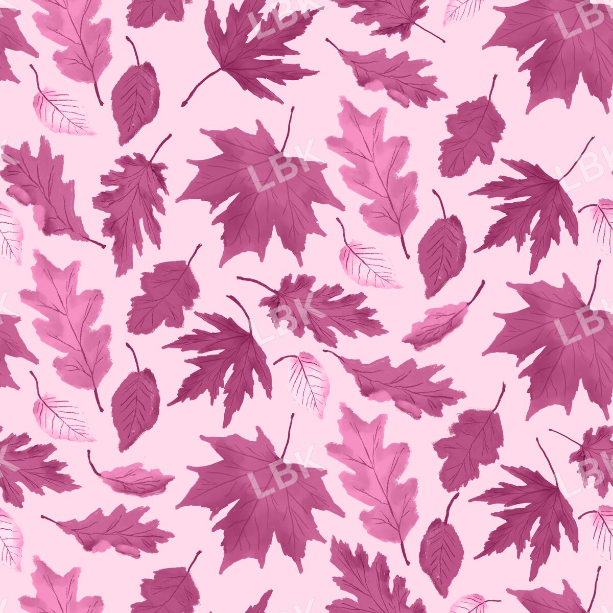 Autumn Falling Leaves pink mulberry