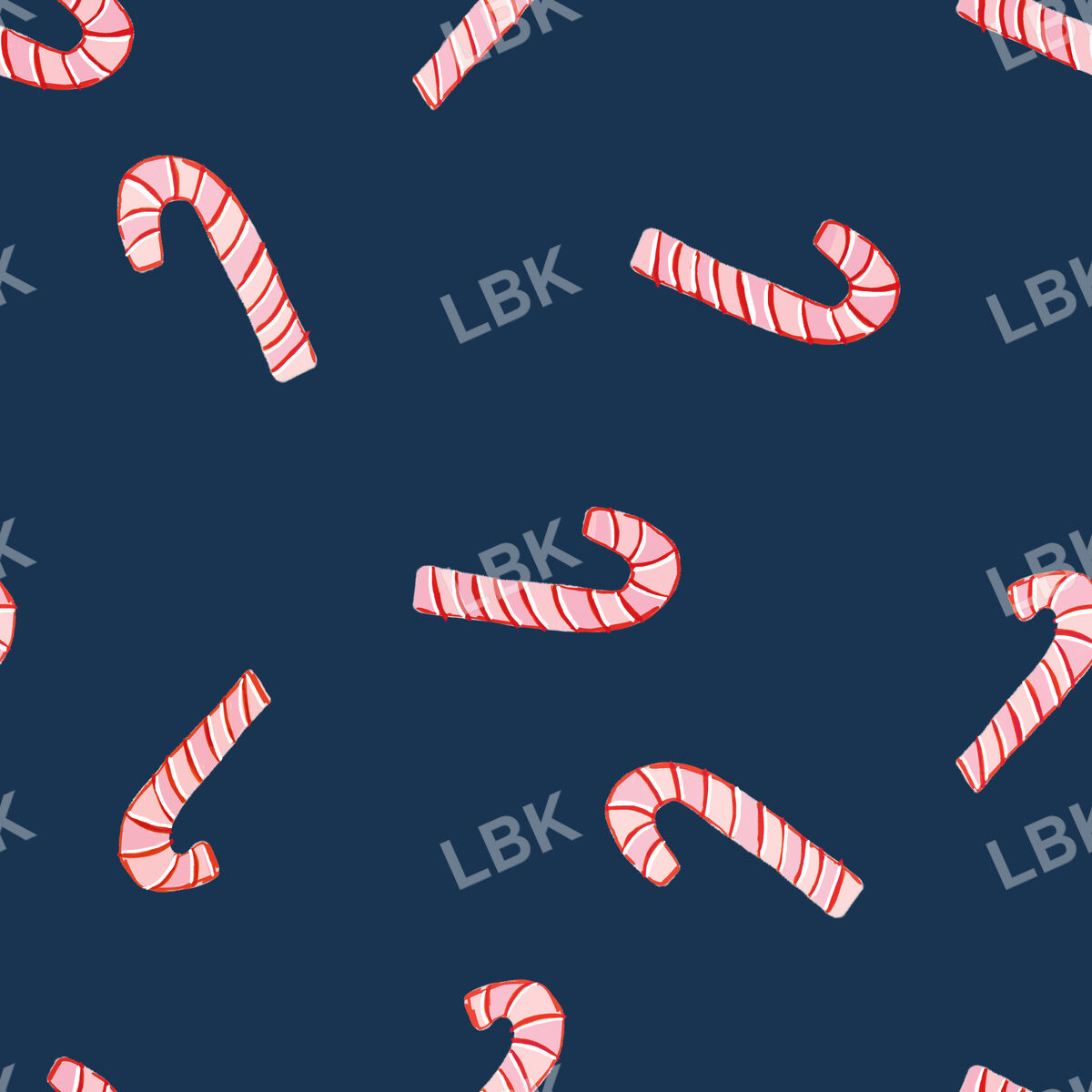 Tossed Candy Cane-Navy Blue