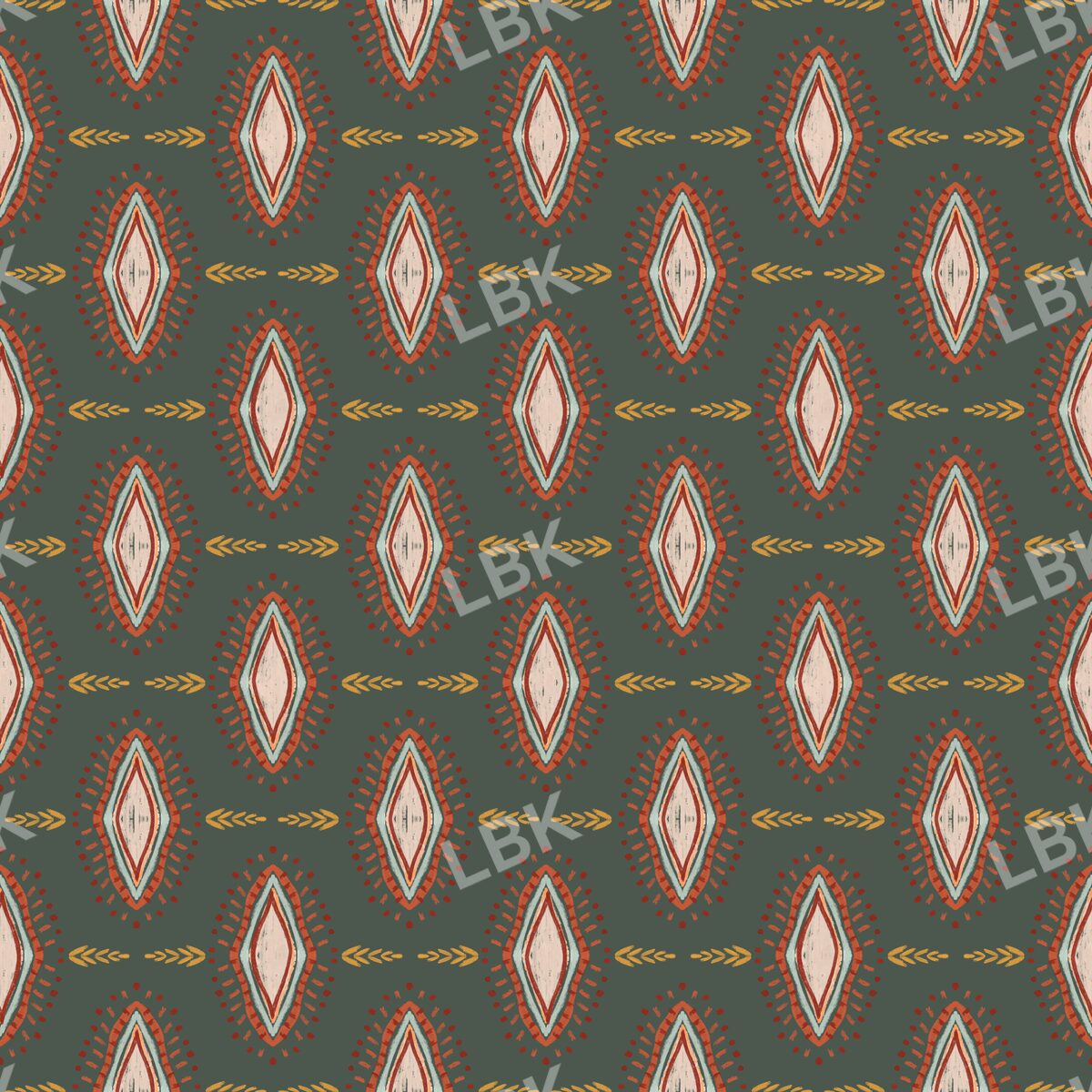 Painted harvest geometric dark green