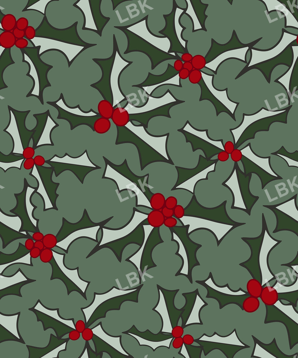 Classic Christmas Holly Green