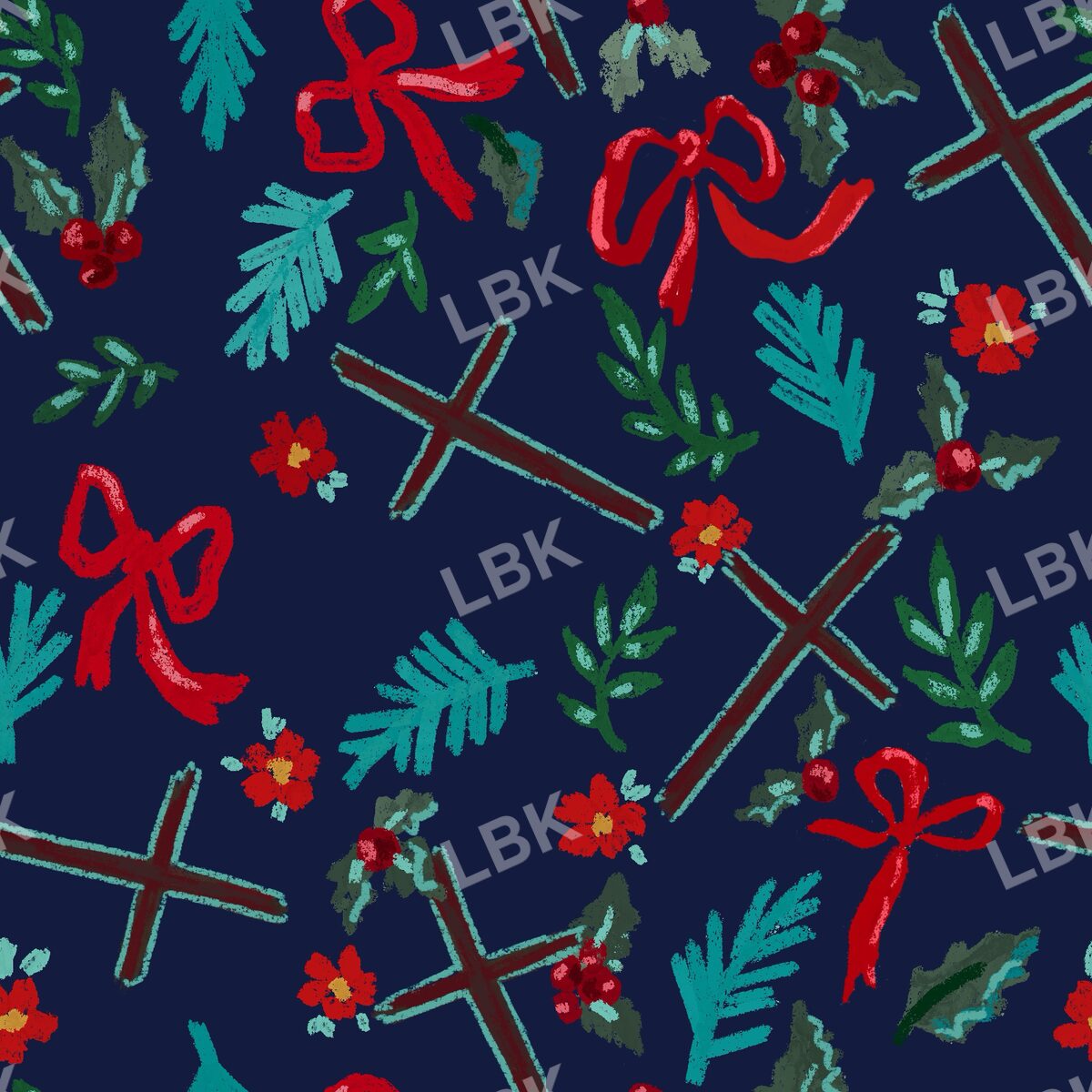 Holiday cross scatter navy blue