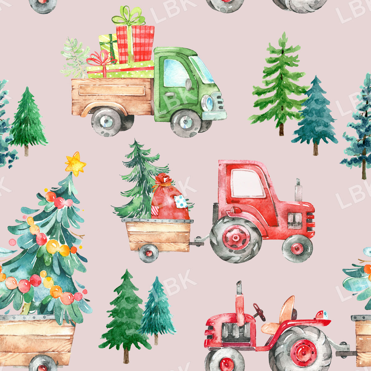 Christmas Tractor Parade on Oyster Pink