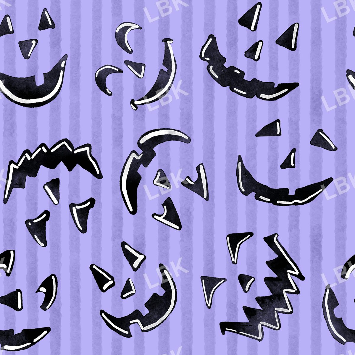 Striped Jack-o-lantern faces cool purple