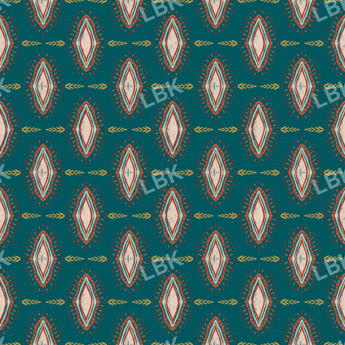 Painted harvest geometric teal