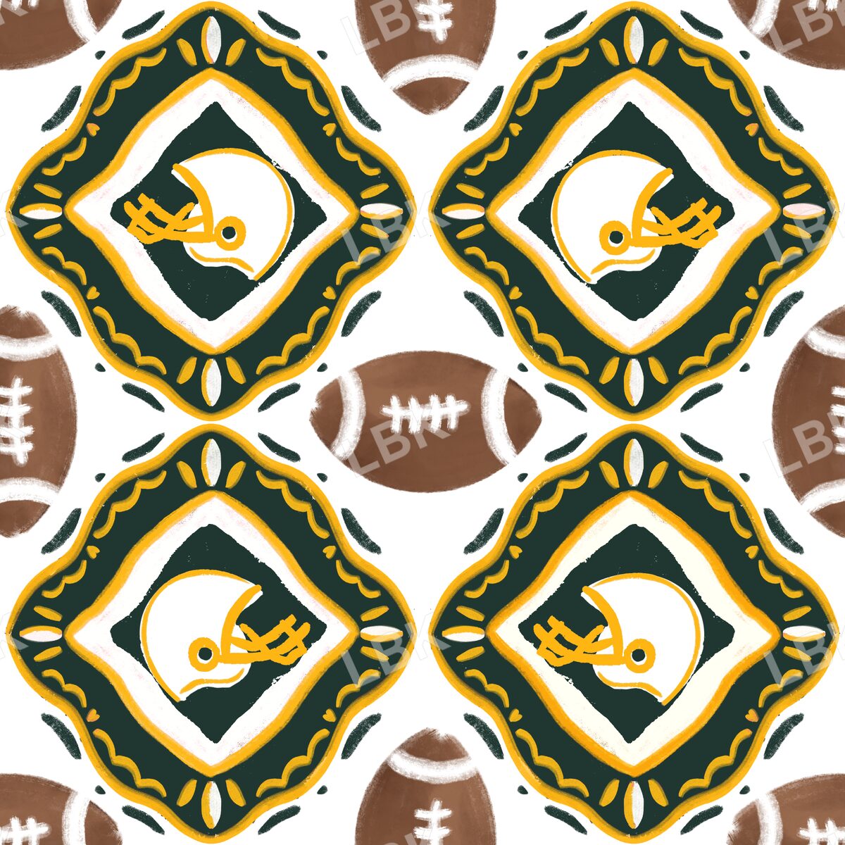 Green Bay team football tiles white