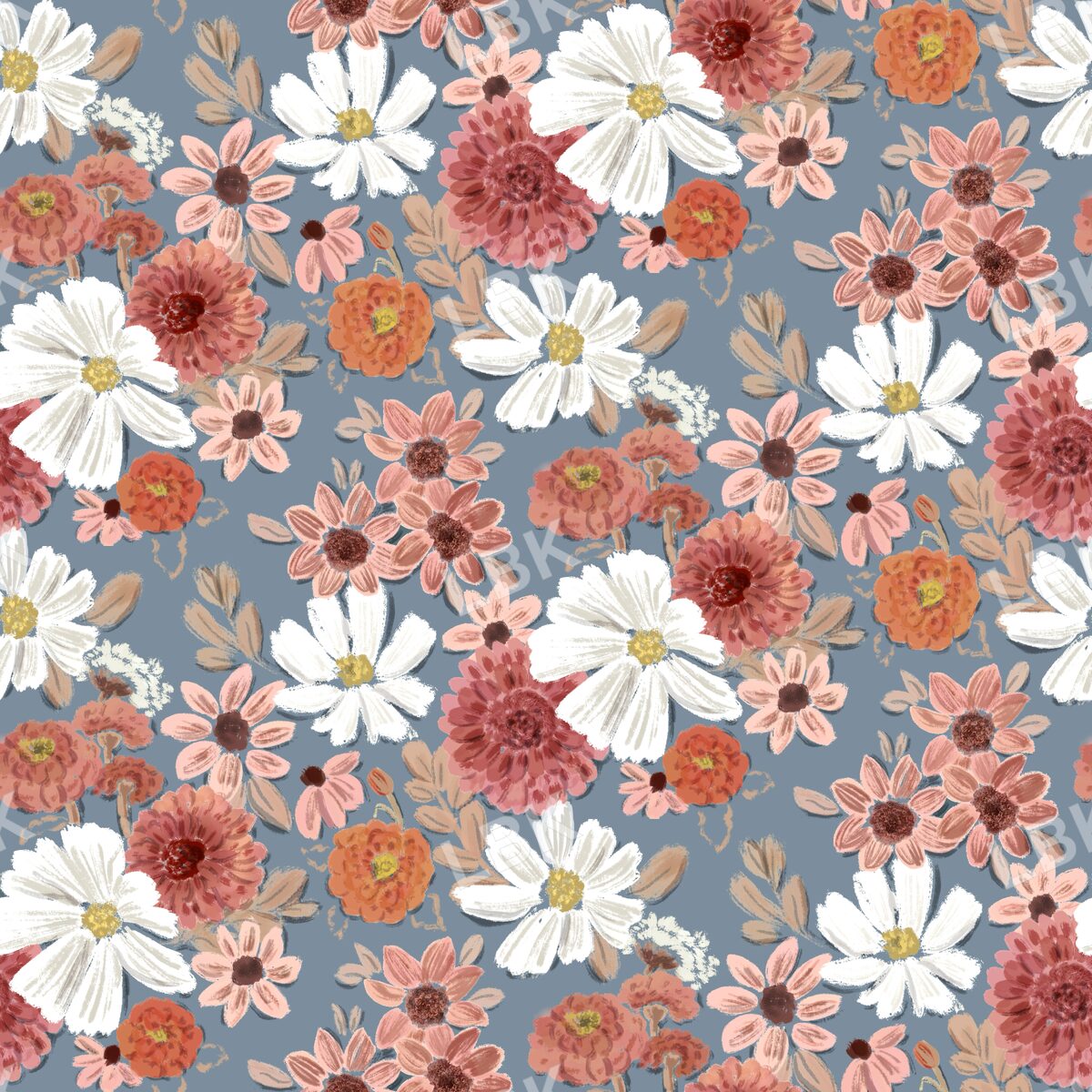 Autumn bliss floral dusty blue