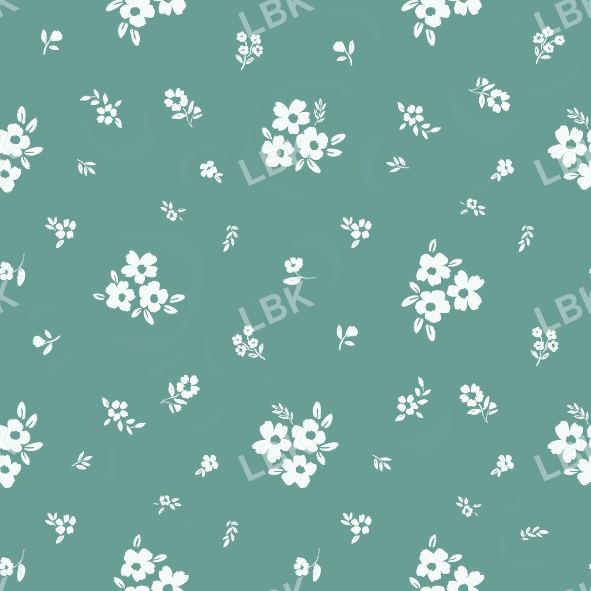 Scattered posies seafoam green