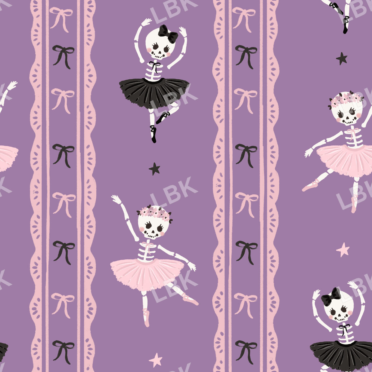 Skeleton Ballerina Stripe Dark Purple