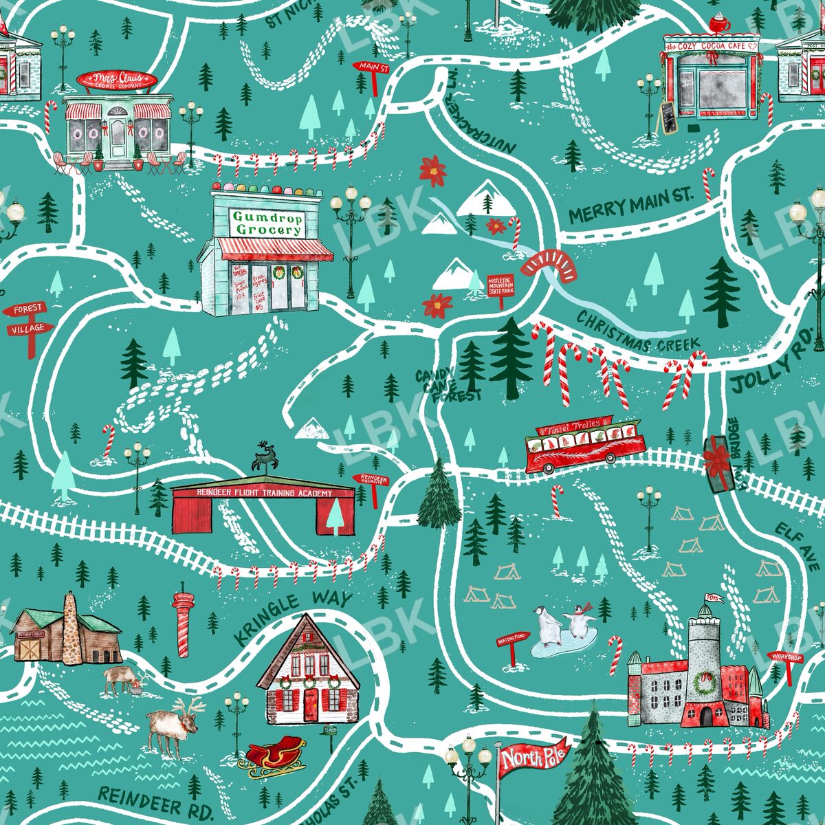 North Pole map - turquoise
