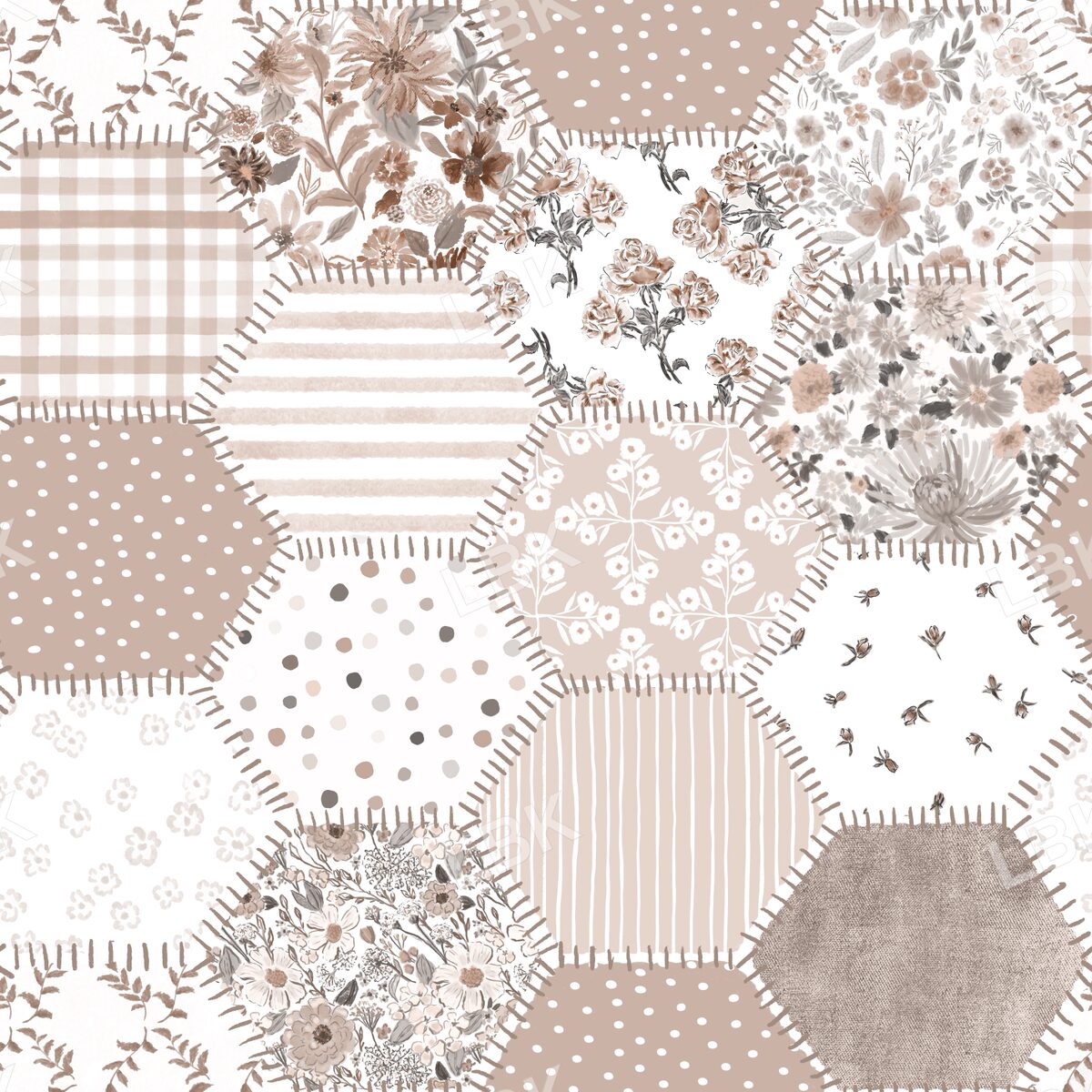 Boho cottage patchwork tan
