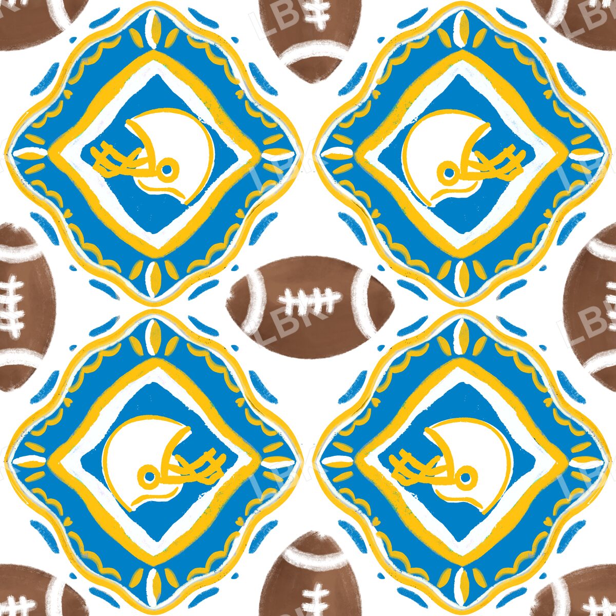 Los Angeles team football tiles white