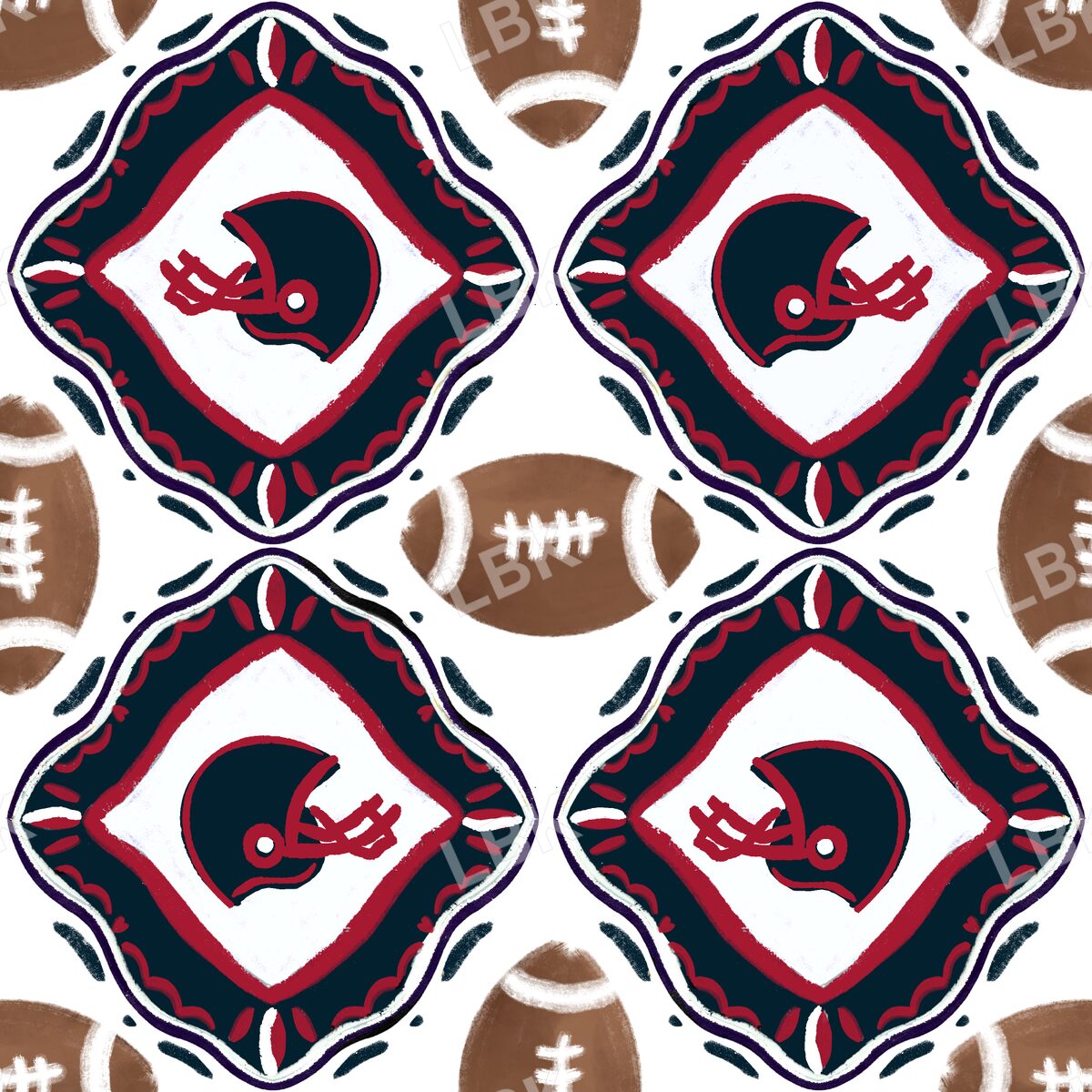 Houston team football tiles white