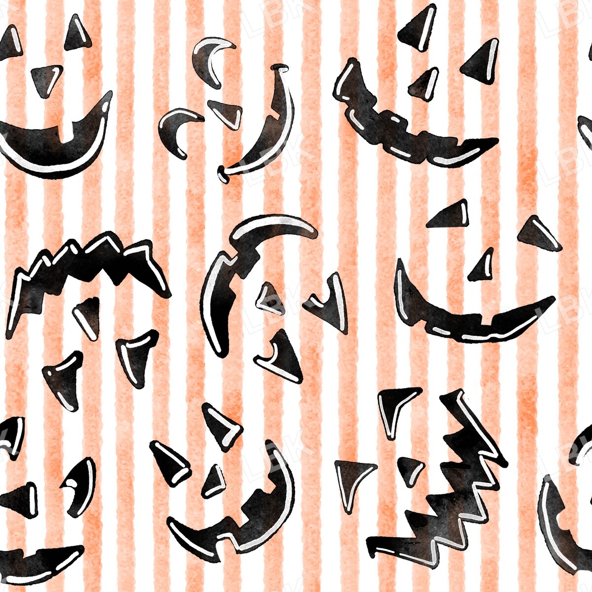 Striped Jack-o-lantern faces white and orange