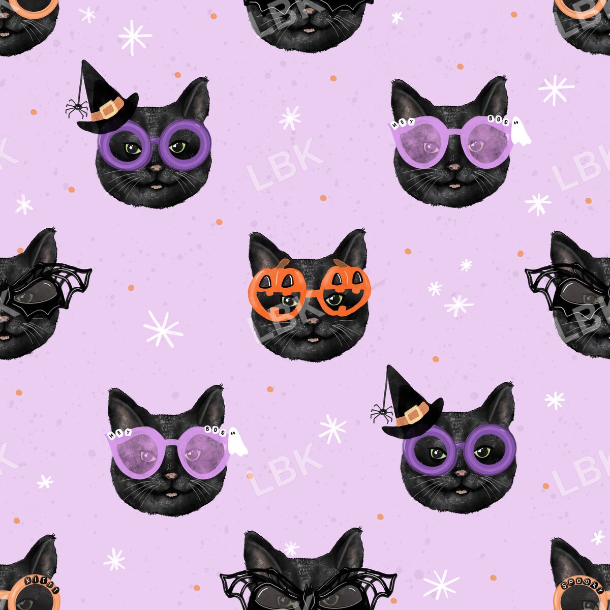 Meowlloween cats purple