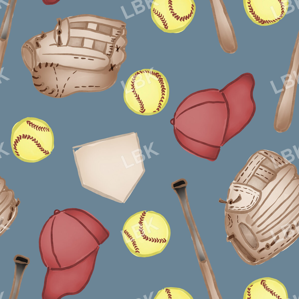 Softball - Denim Blue - Red Hats