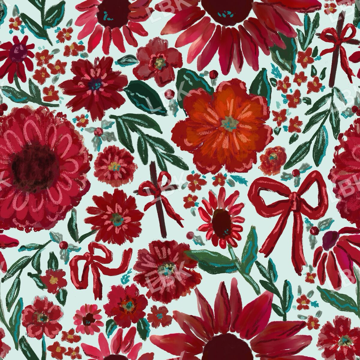 Joyous holiday floral with crosses mint