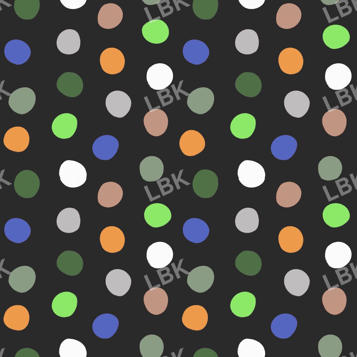 Polka dots multicolor black bright green blue