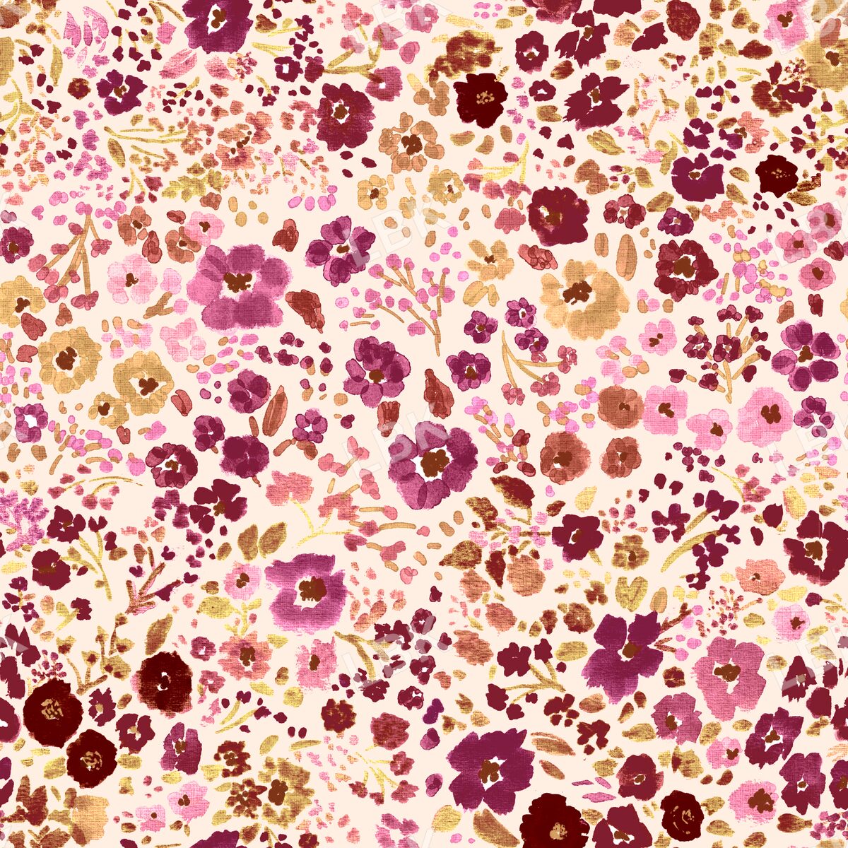 Fall Color Pop Floral Berry Off White