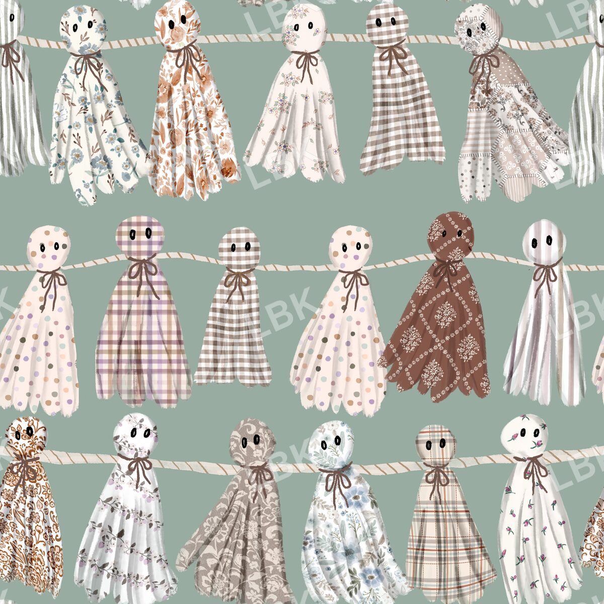 Cottage ghost garland sage green