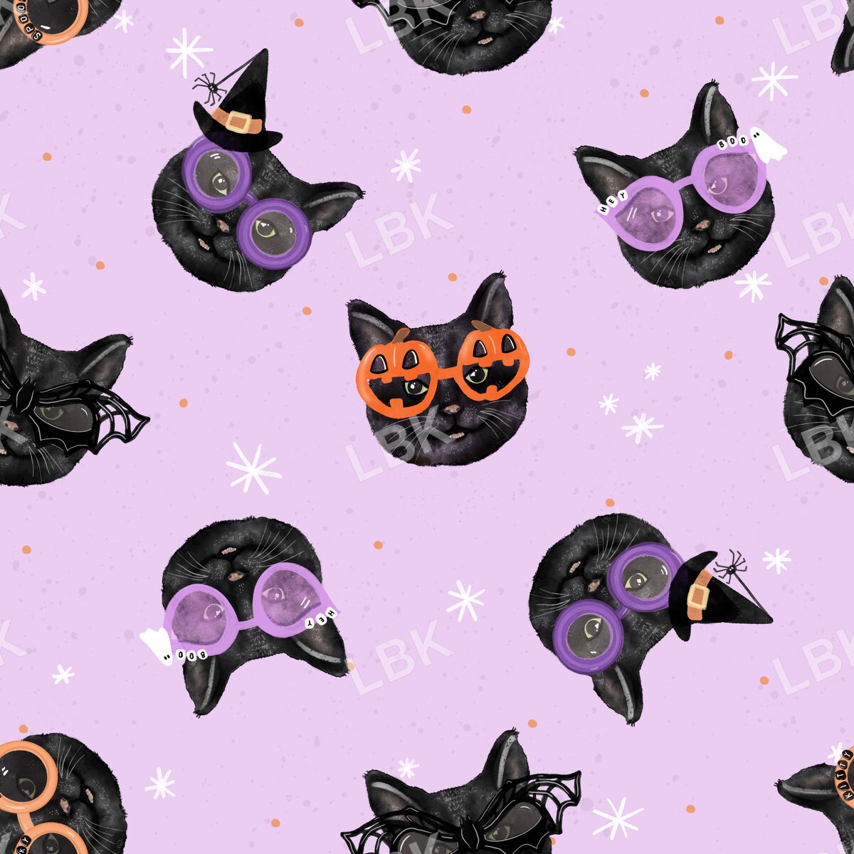 Meowlloween cats tossed purple