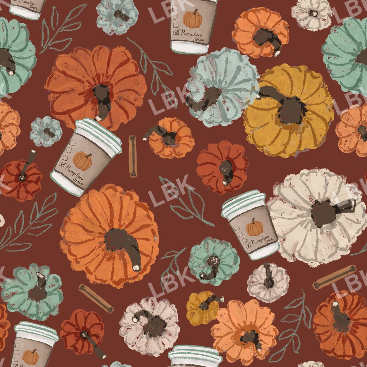 Pumpkins and pumpkin spice latte mahogany