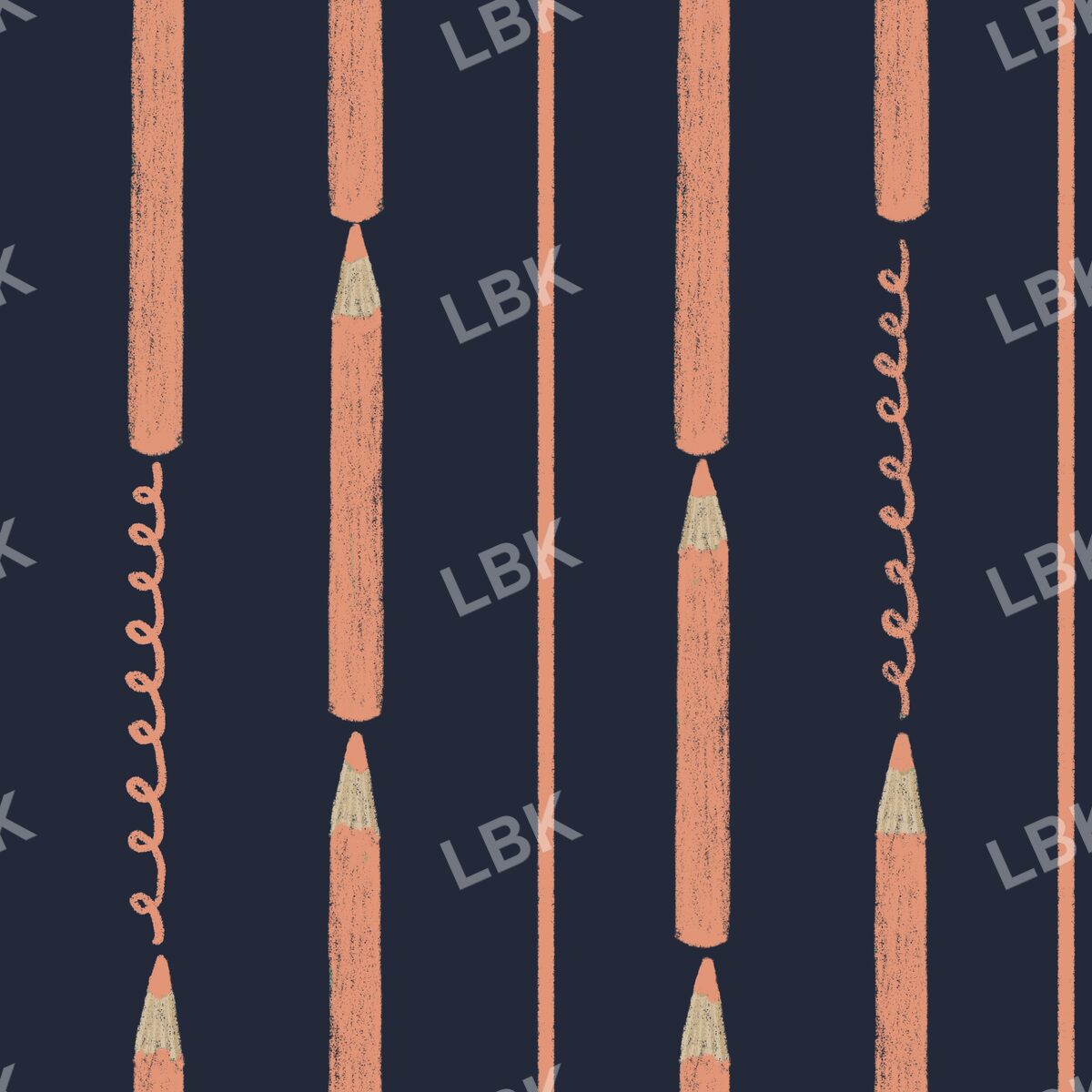 Colored pencil scribble stripe navy orange pencil