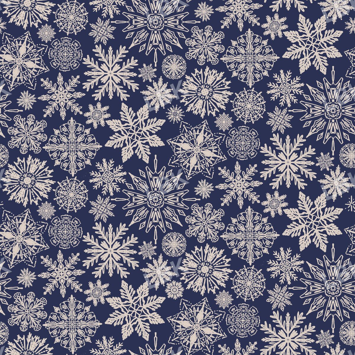 Snowflakes navy and tan