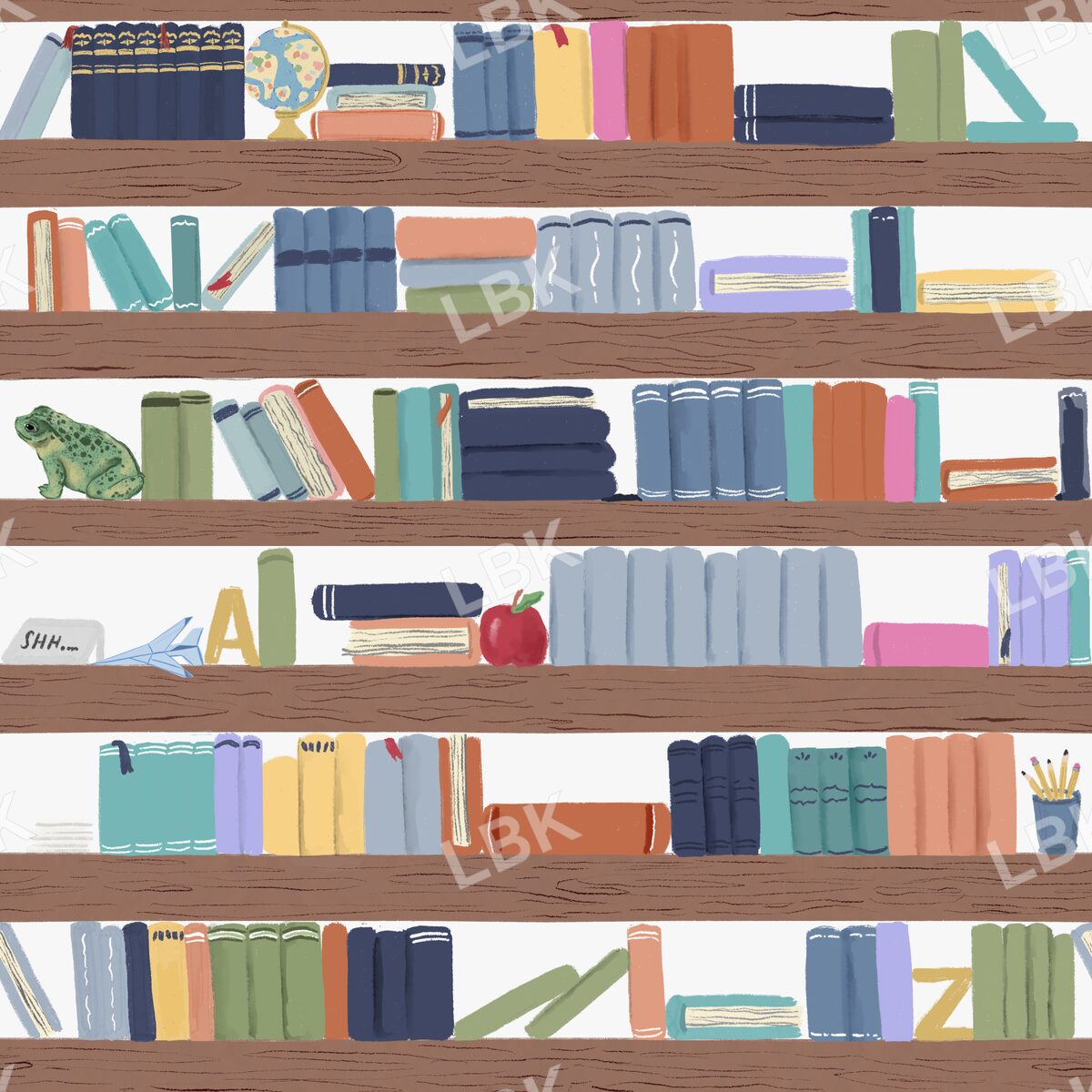 Once upon a library shelf - white - no book labels