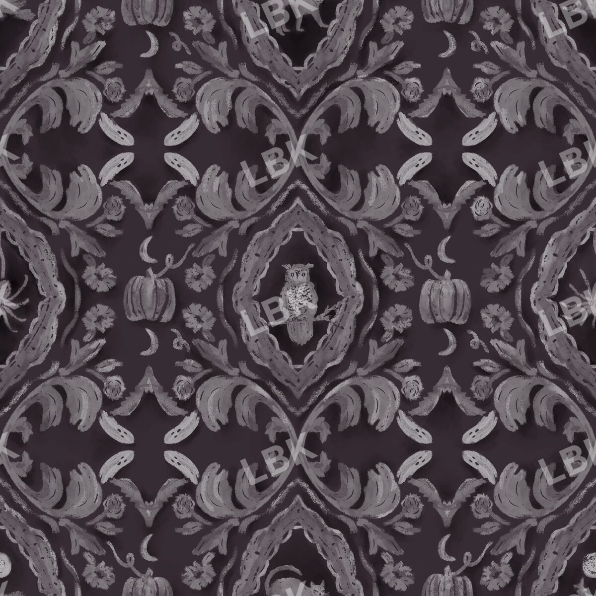 Halloween Damask black shroud