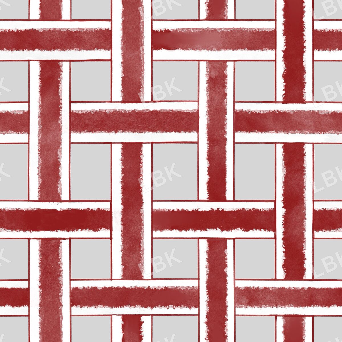 Watercolor woven plaid gray and red