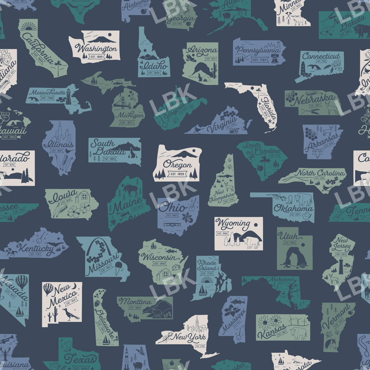 Vintage USA State Terrazzo-Denim
