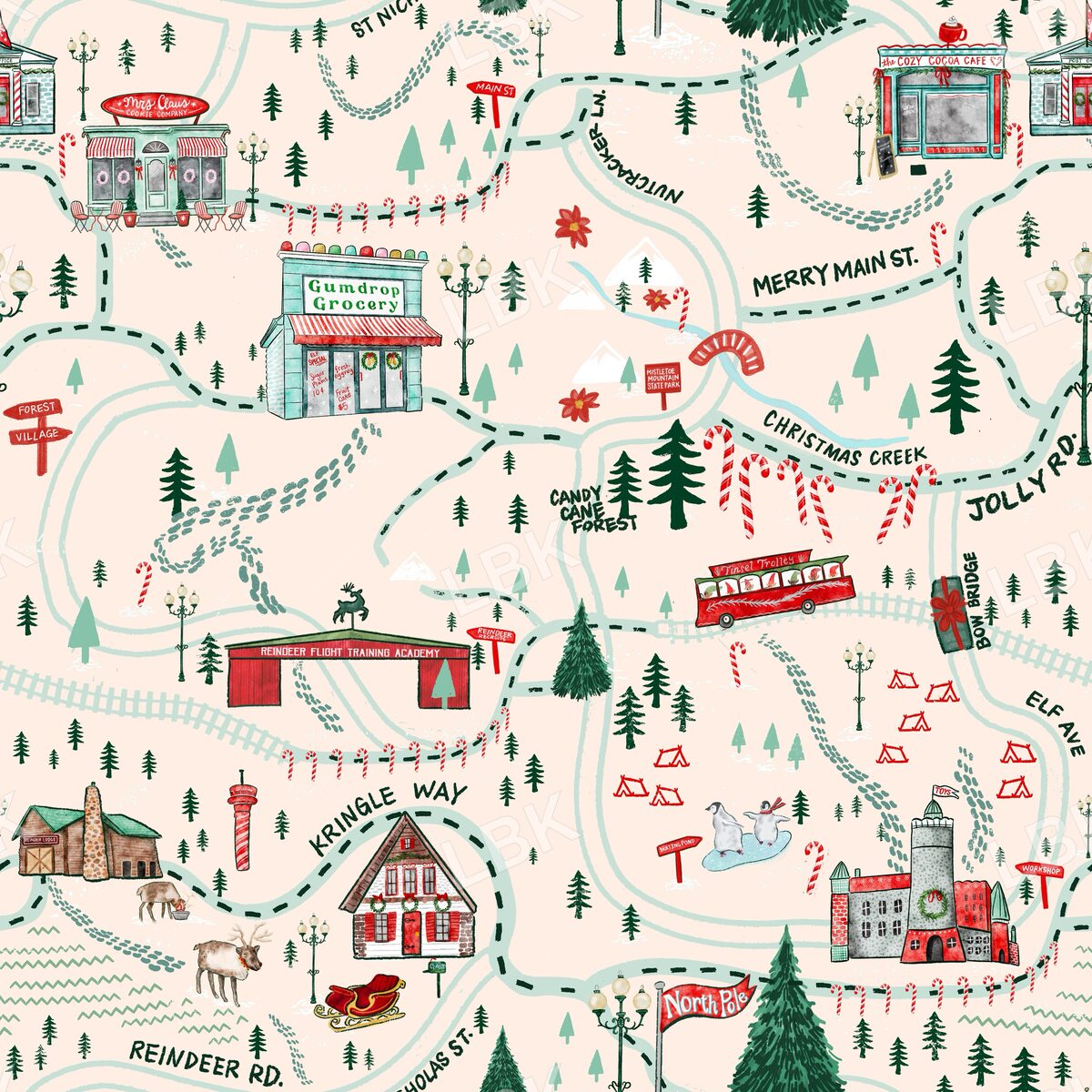North Pole map - cream