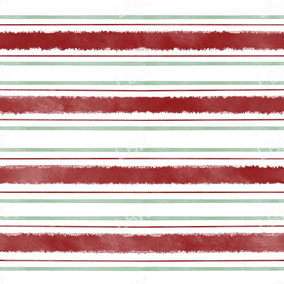 Watercolor flour sack stripe red white green