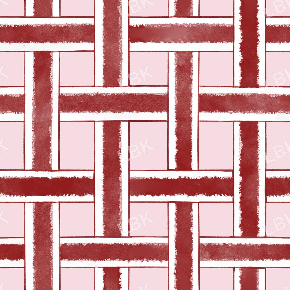 Watercolor woven plaid pink and red
