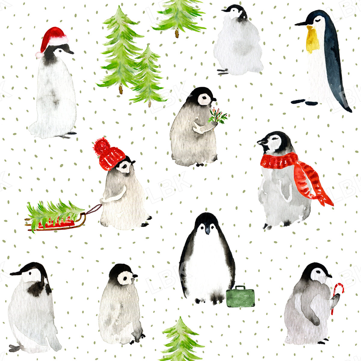 Waddling through the Snow on Green Dots