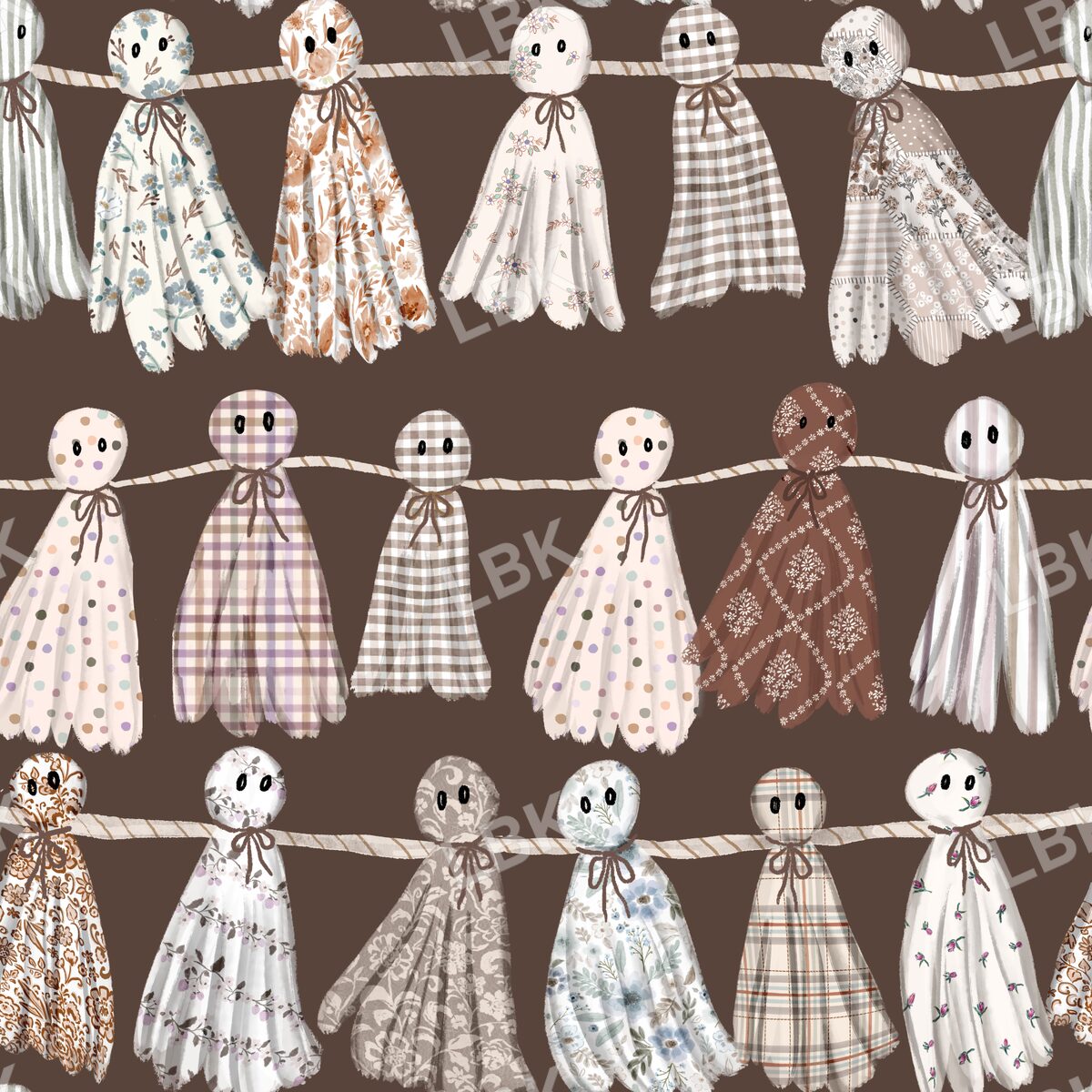 Cottage ghost garland chocolate brown