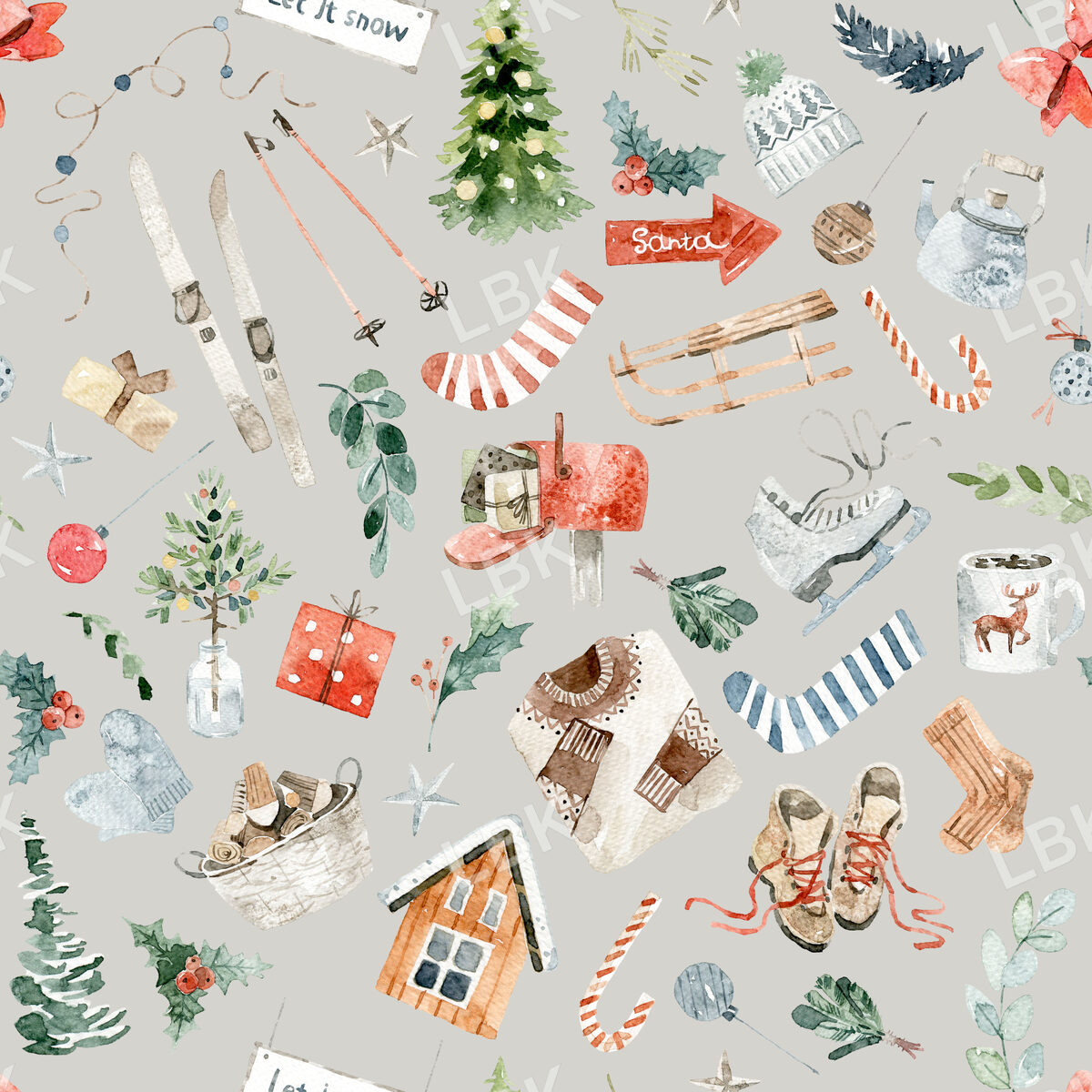Alpine Christmas on Soft Gray