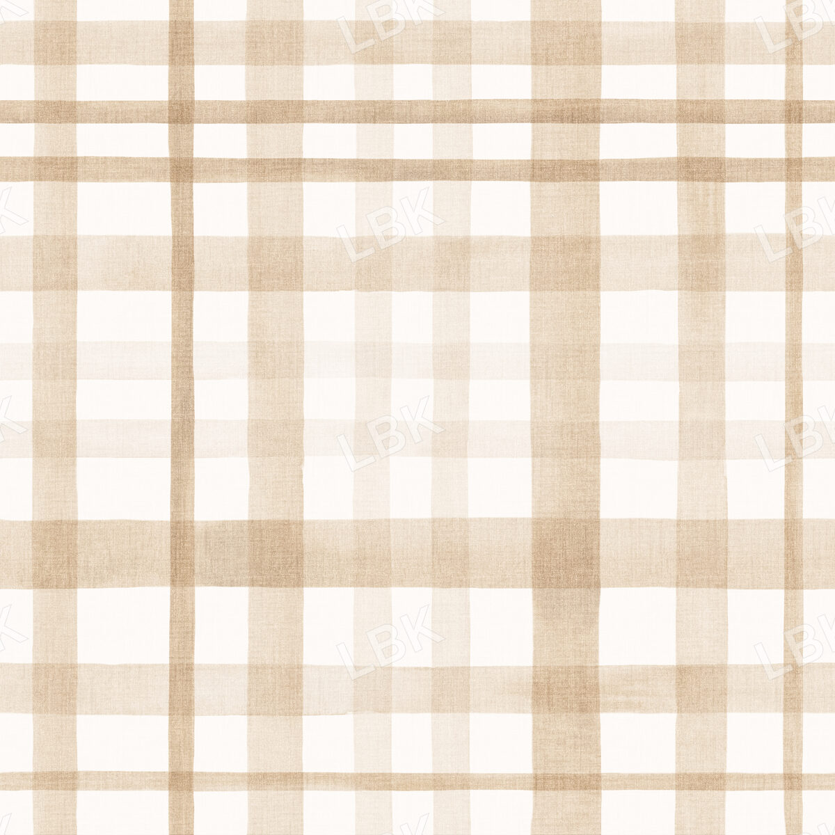 Soft Tan and Cream Watercolor Linen Plaid