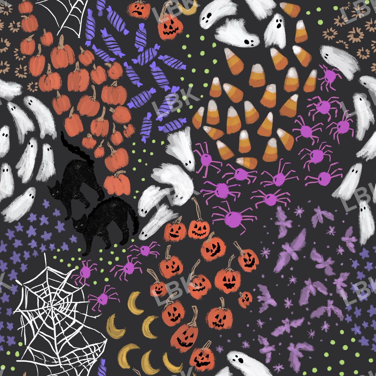 Halloween ditsy mix tricorn black