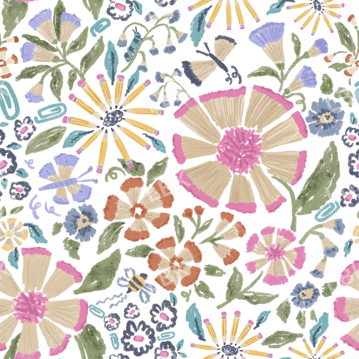 Colored pencil sketchbookgarden - white