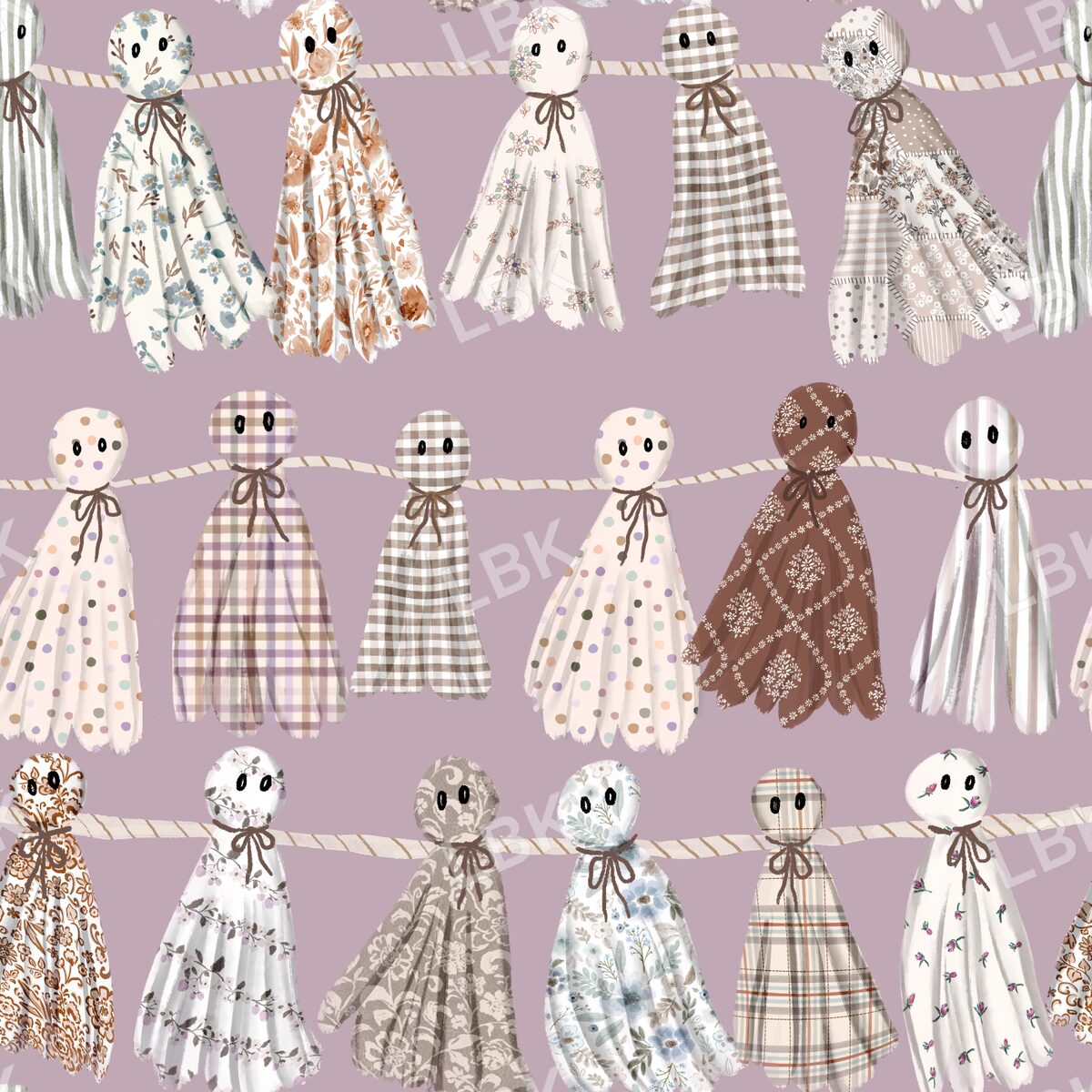 Cottage ghost garland soft purple
