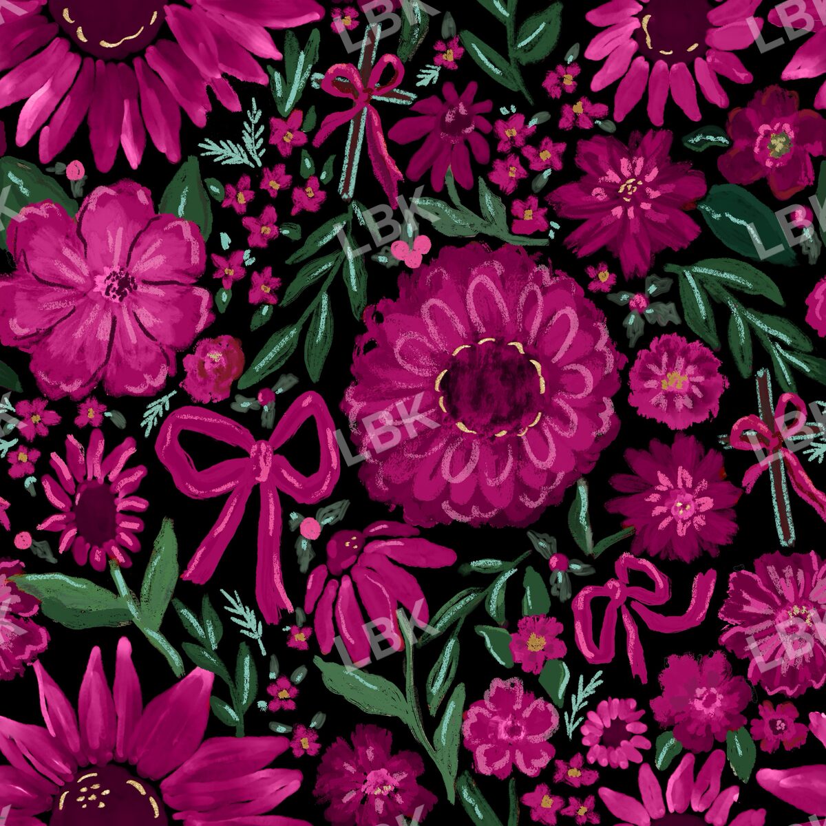 Joyous Holiday Floral with crosses black berry