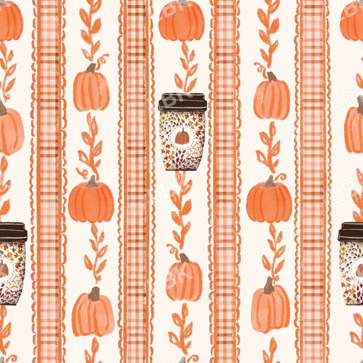 Pumpkin latte plaid stripe - cream